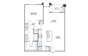 The Carson @ Twin Creeks Floor Plan A3 1 Bed 1 Bath 826 sqft