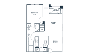 The Carson @ Twin Creeks Floor Plan A1 1 Bed 1 Bath 775 sqft